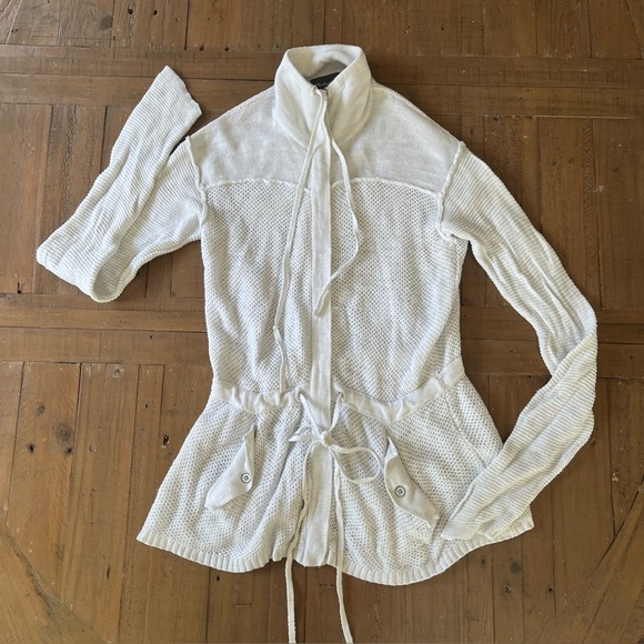 Michael Stars Fisherman Knit Zip Front Sweater XS/small Cardigan Crochet Preppy - Picture 1 of 10